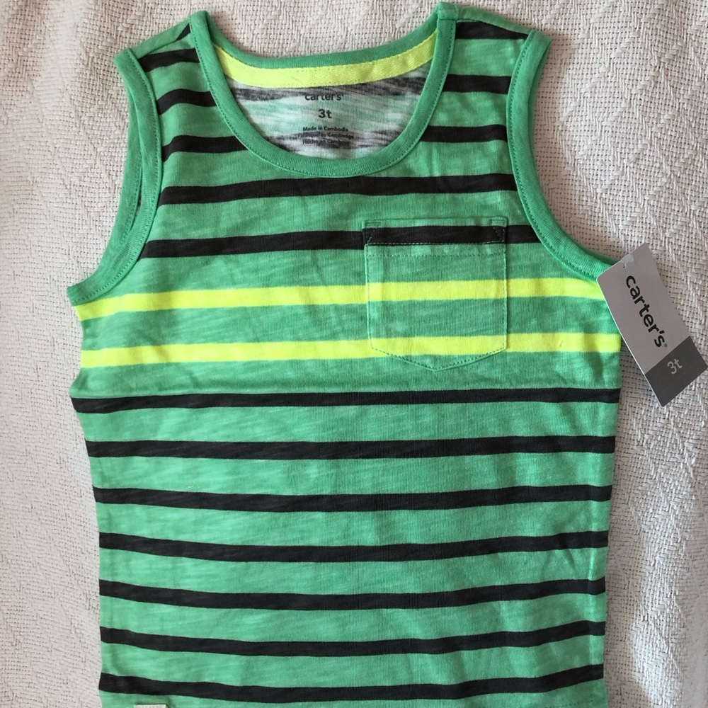 NEW Kids Bright Green Striped Tank Top Size 3T